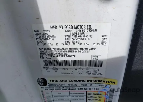 2014 Ford F150 Supercrew из США, поврежденный, VIN 1FTFW1ET9EFA40972